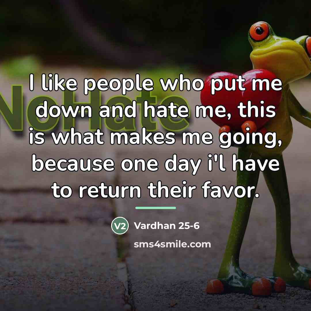 “I like people who put me down and hate me,…” quote by Vardhan 25-6