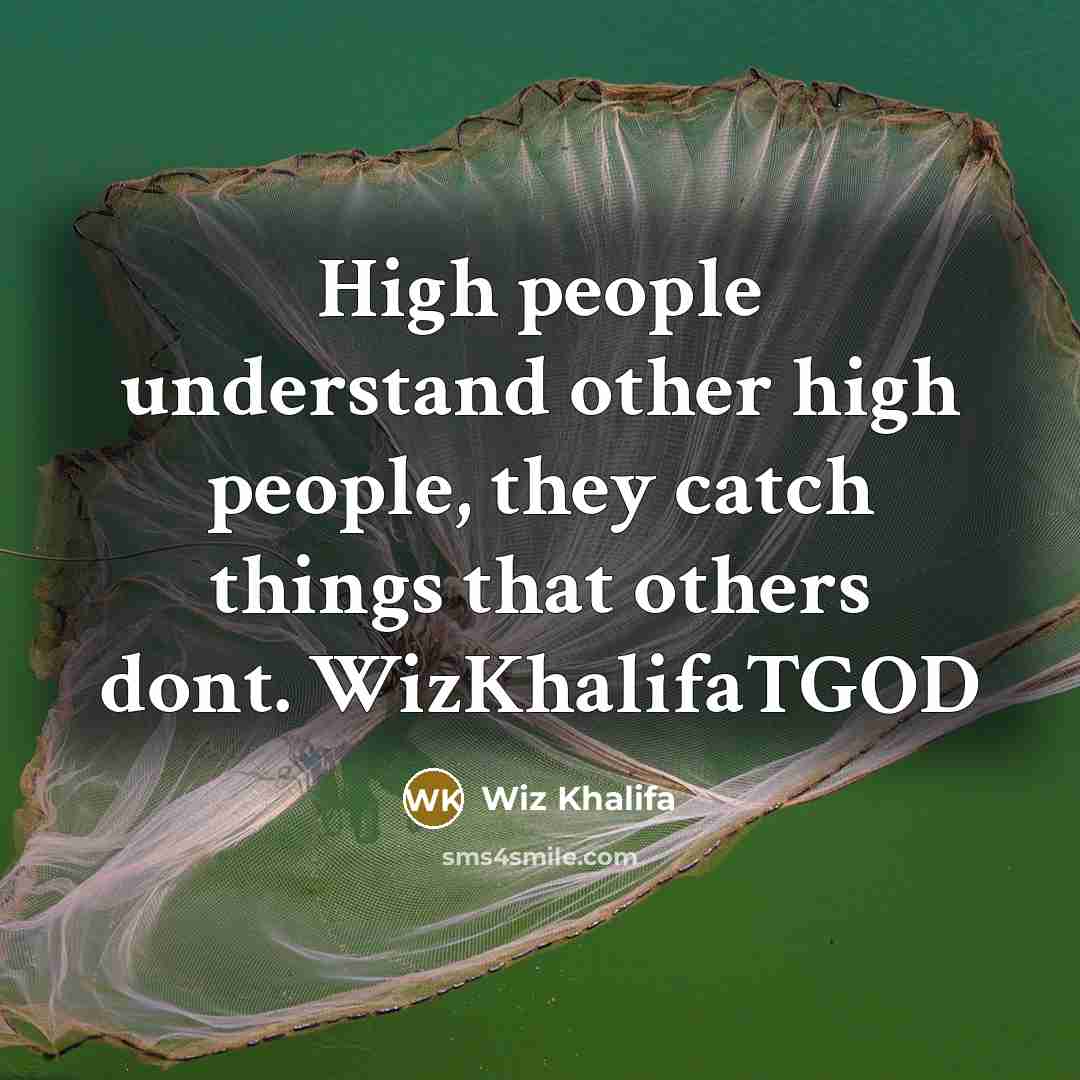 “High people understand other high people, they catch things that…” quote by Wiz Khalifa