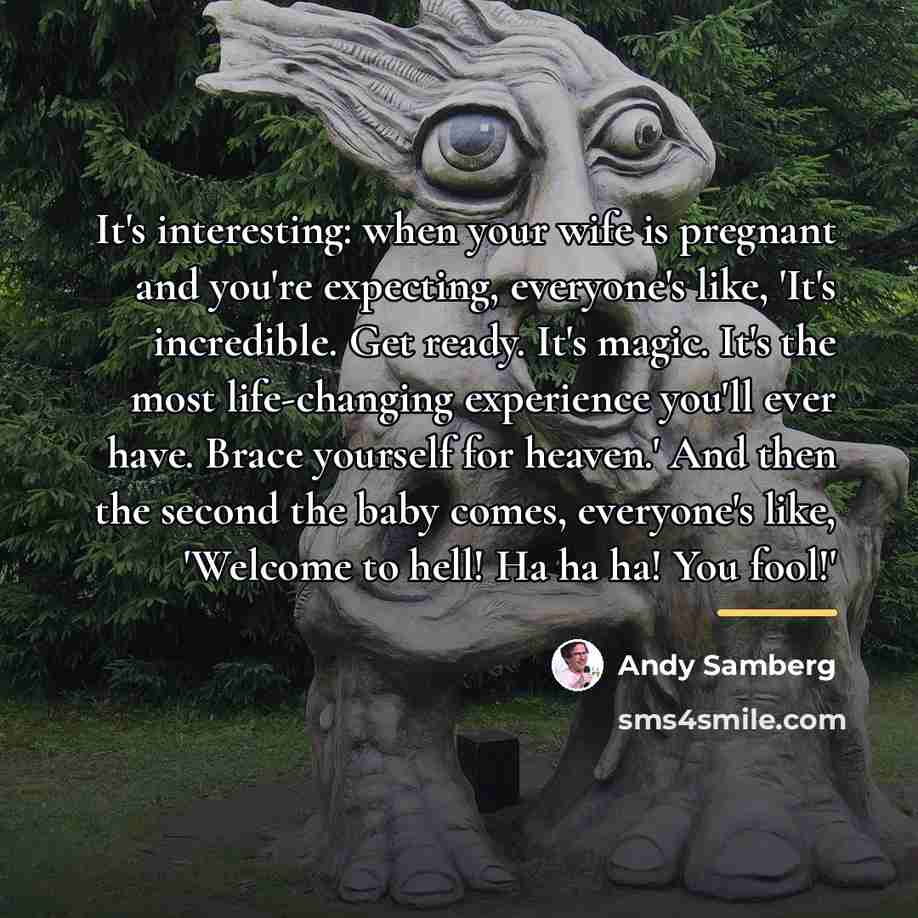 “It's interesting: when your wife is pregnant and you're expecting,…” quote by Andy Samberg