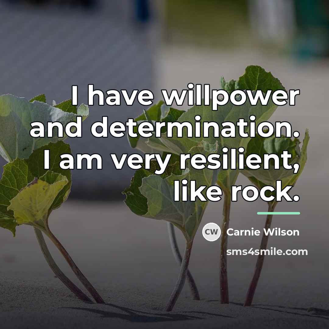 “I have willpower and determination. I am very resilient, like…” quote by Carnie Wilson