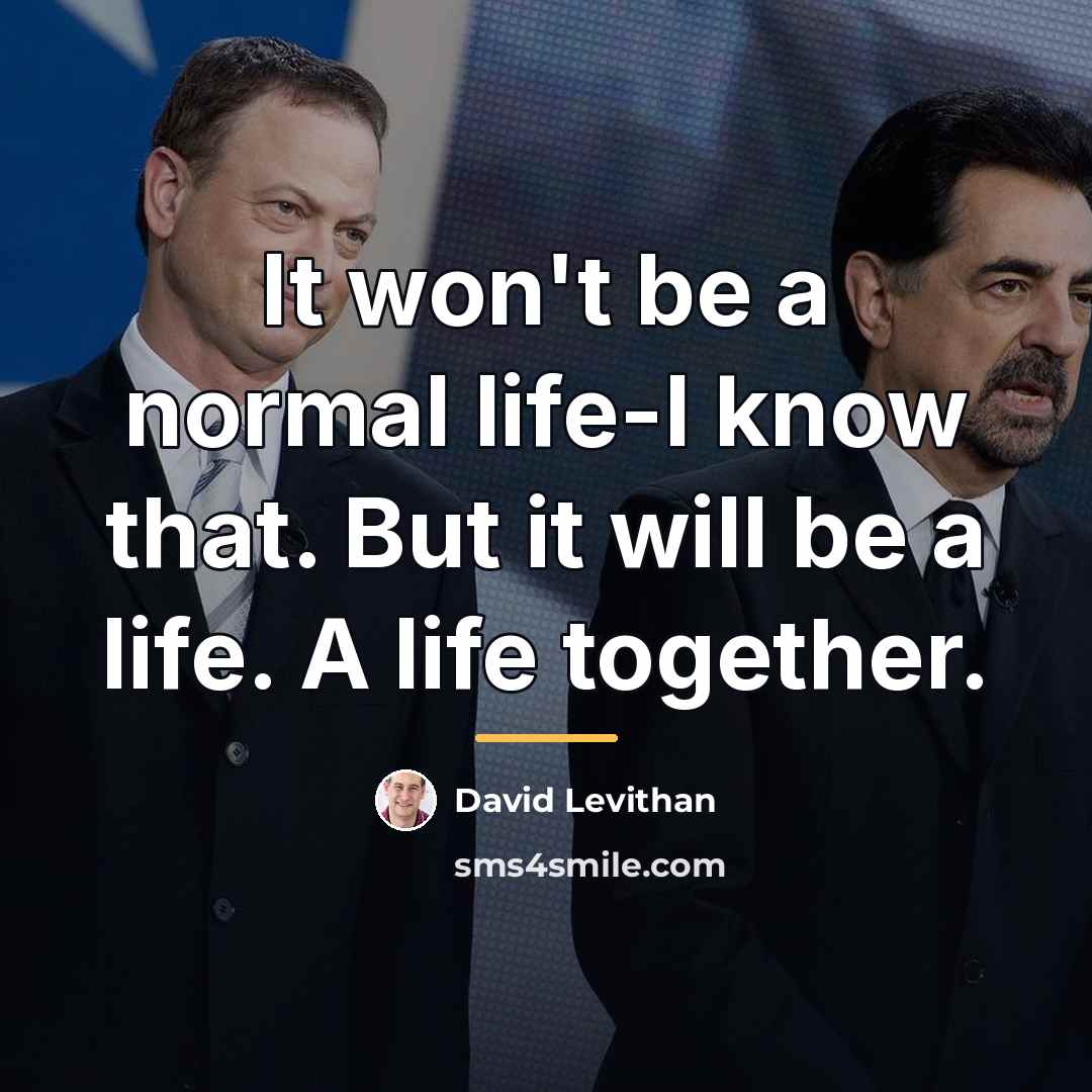 “It won't be a normal life-I know that. But it…” quote by David Levithan