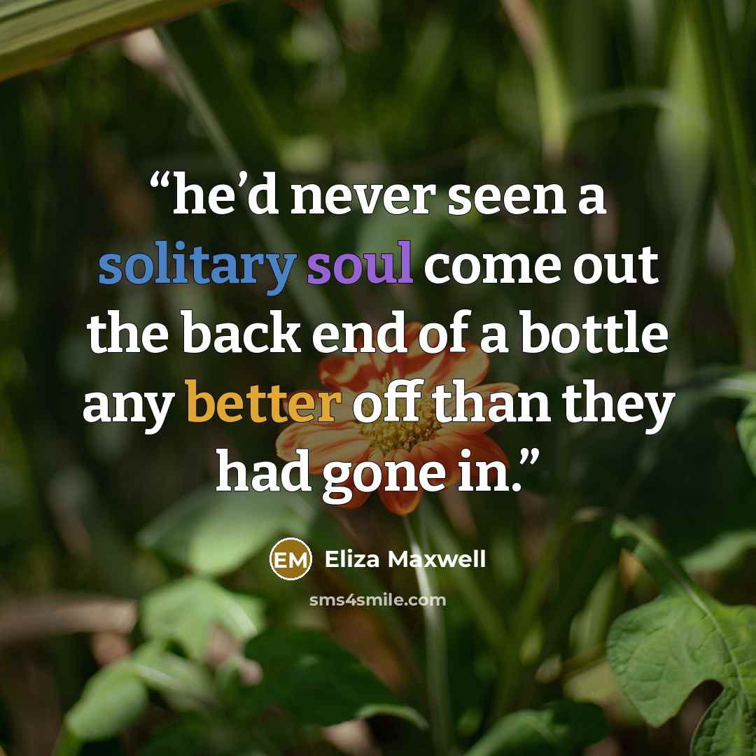 “he’d never seen a solitary soul come out the back end of a bottle any better off than they had gone in.” quote by Eliza Maxwell