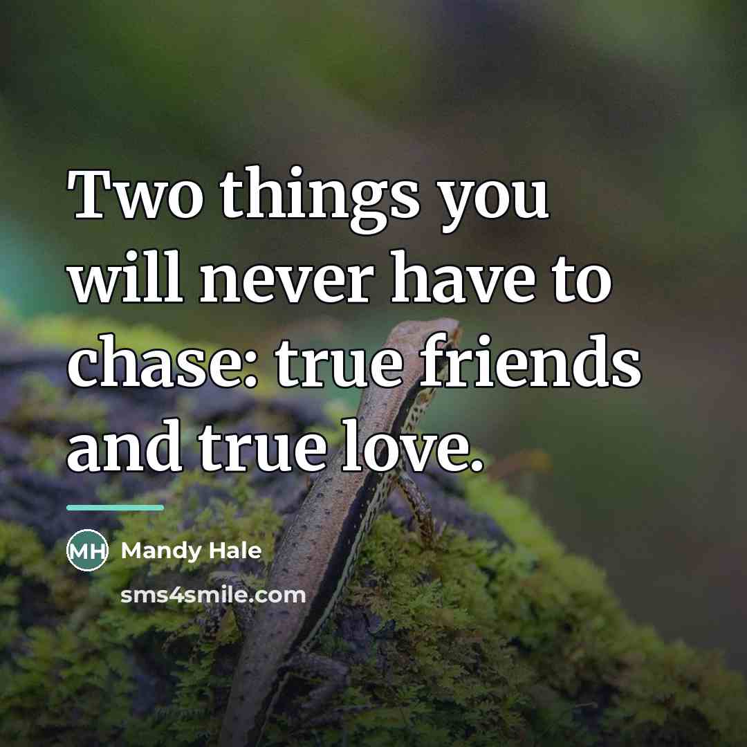 “Two things you will never have to chase: true friends…” quote by Mandy Hale