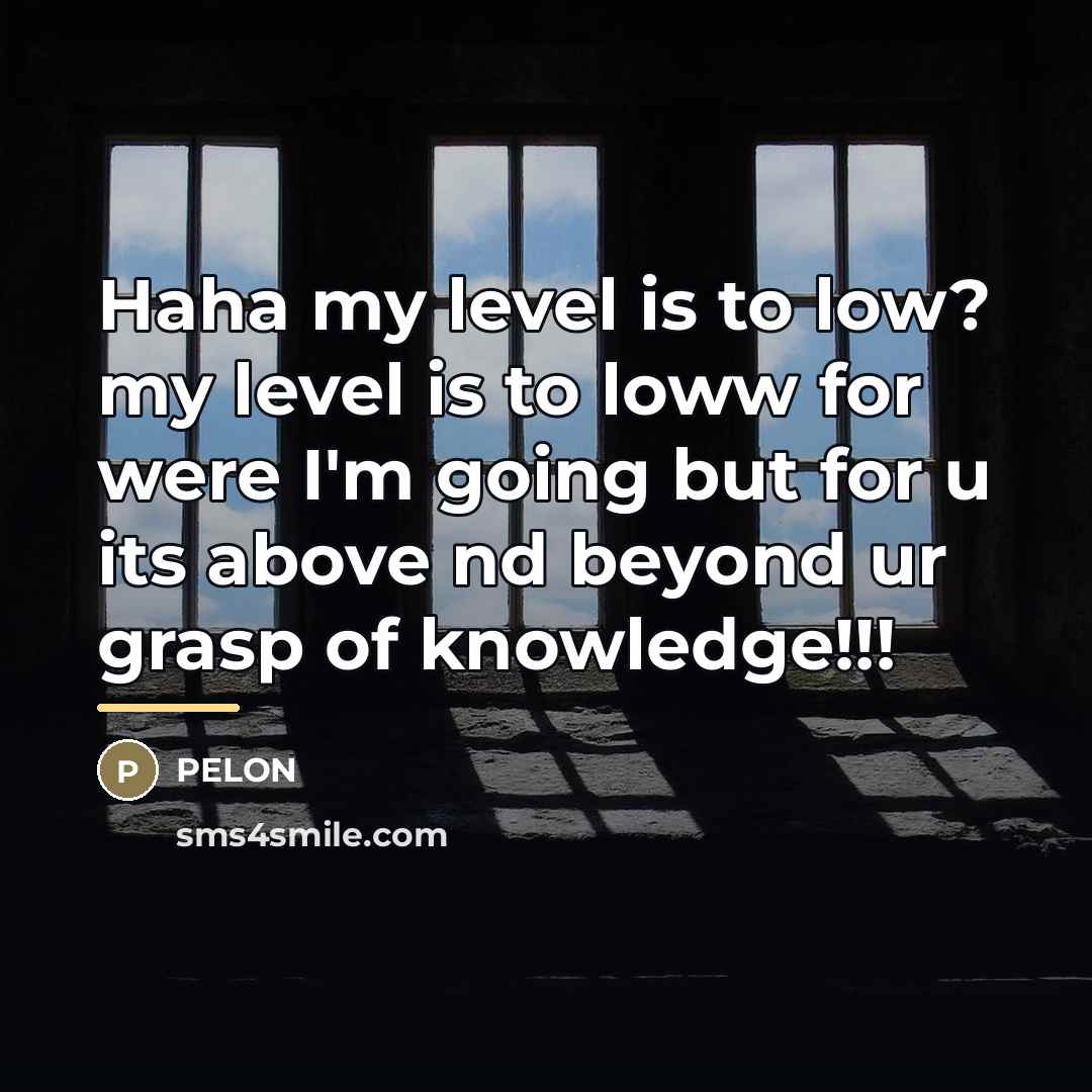 “Haha my level is to low? my level is to…” quote by Pelon