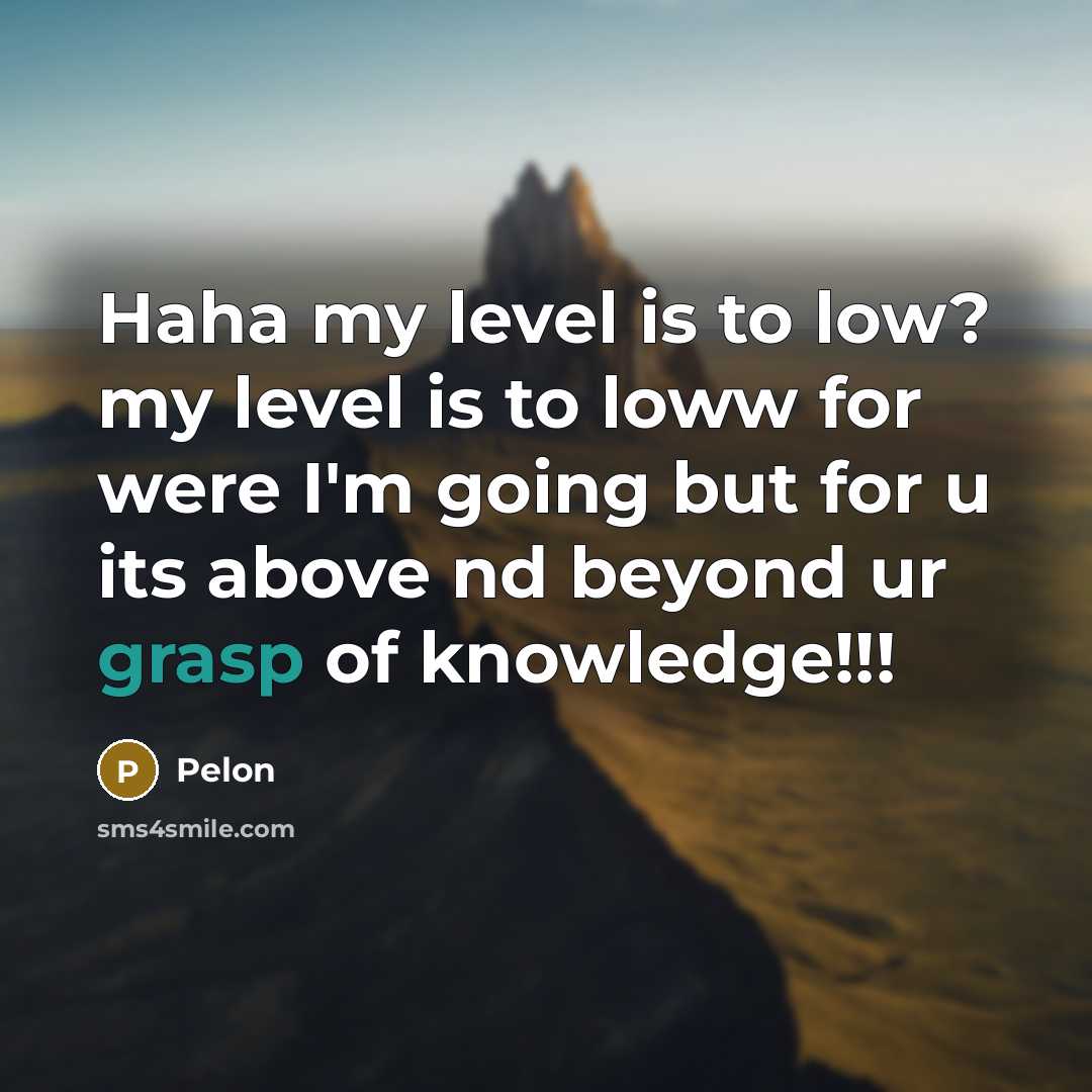 “Haha my level is to low? my level is to loww for were I'm going but for u its above nd beyond ur grasp of knowledge!!!” quote by Pelon