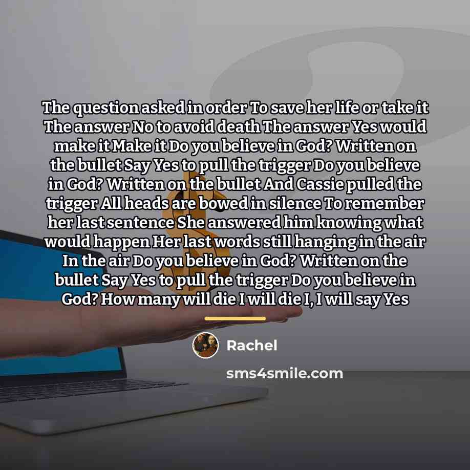 “The question asked in order To save her life or…” quote by Rachel