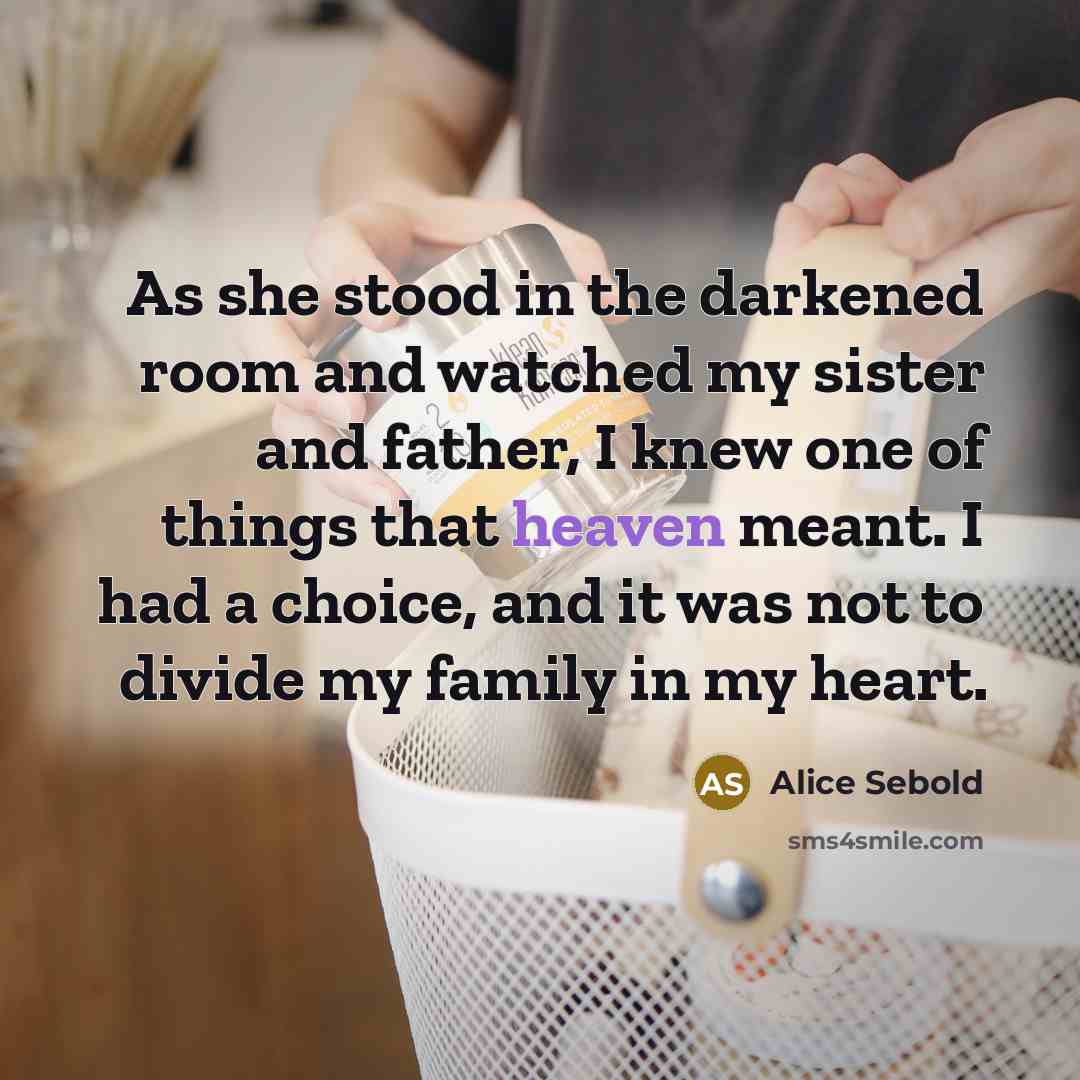 “As she stood in the darkened room and watched my…” quote by Alice Sebold