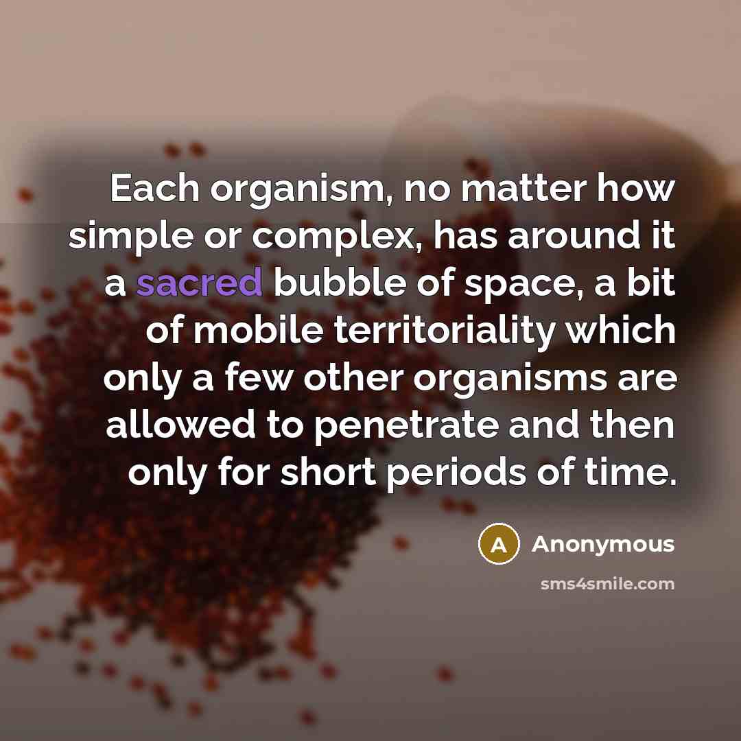 “Each organism, no matter how simple or complex, has around…” quote by Anonymous