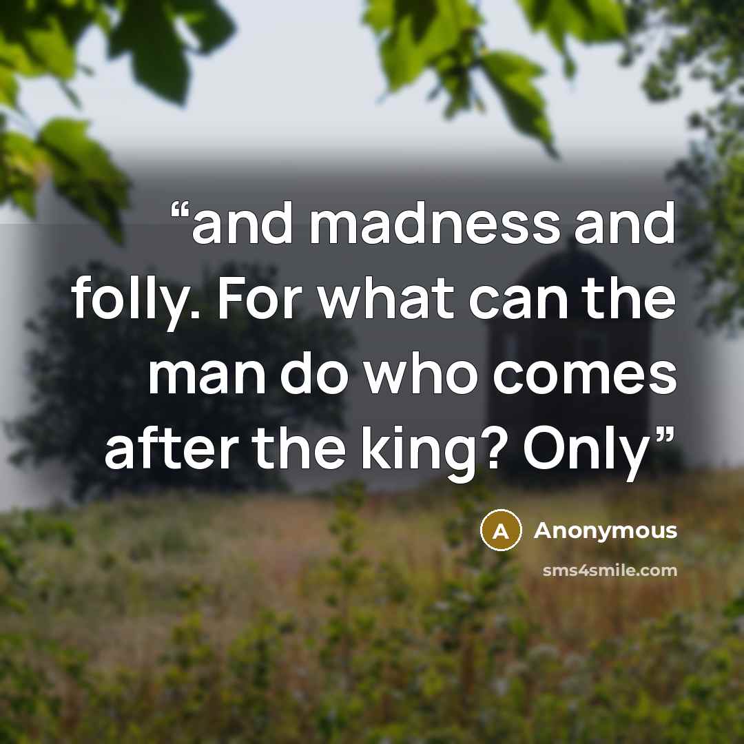 “and madness and folly. For what can the man do who comes after the king? Only” quote by Anonymous