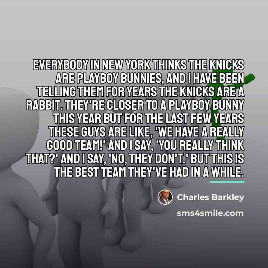 “Everybody in New York thinks the Knicks are Playboy bunnies,…” quote by Charles Barkley