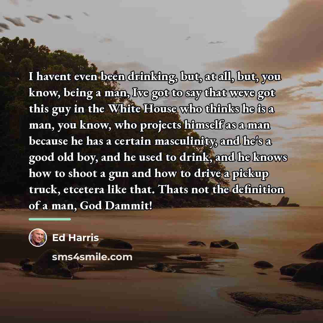 “I havent even been drinking, but, at all, but, you…” quote by Ed Harris