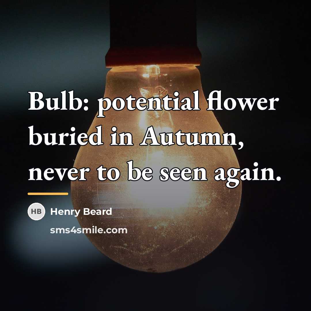 “Bulb: potential flower buried in Autumn, never to be seen…” quote by Henry Beard