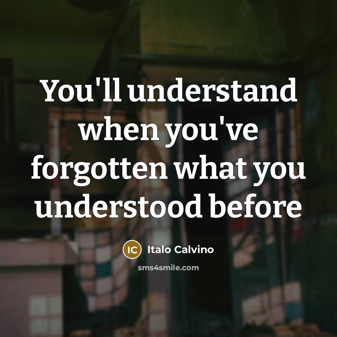 “You'll understand when you've forgotten what you understood before…” quote by Italo Calvino