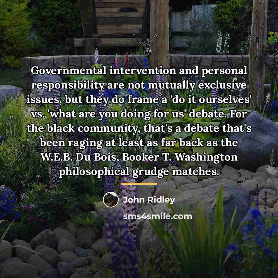“Governmental intervention and personal responsibility are not mutually exclusive issues,…” quote by John Ridley