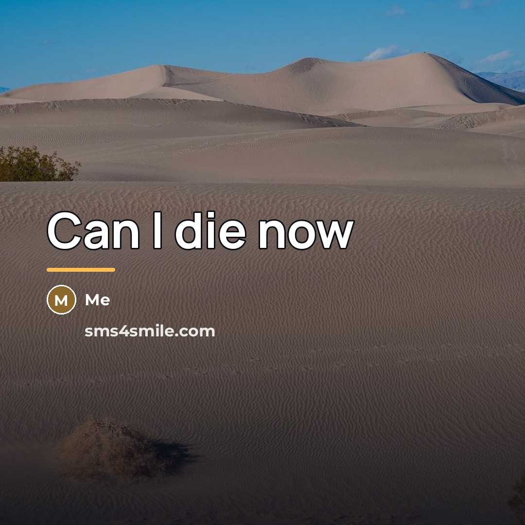 “Can I die now…” quote by Me