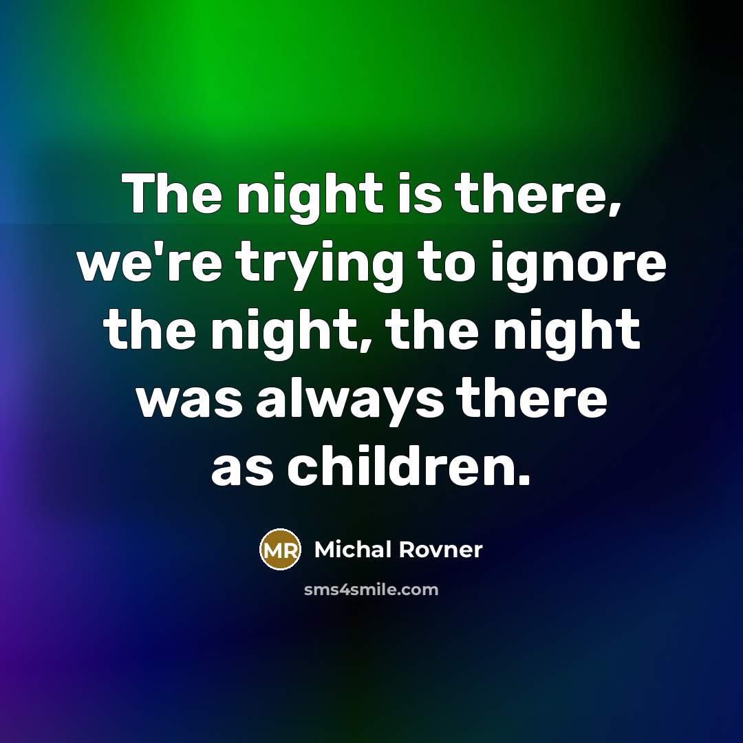 “The night is there, we're trying to ignore the night,…” quote by Michal Rovner