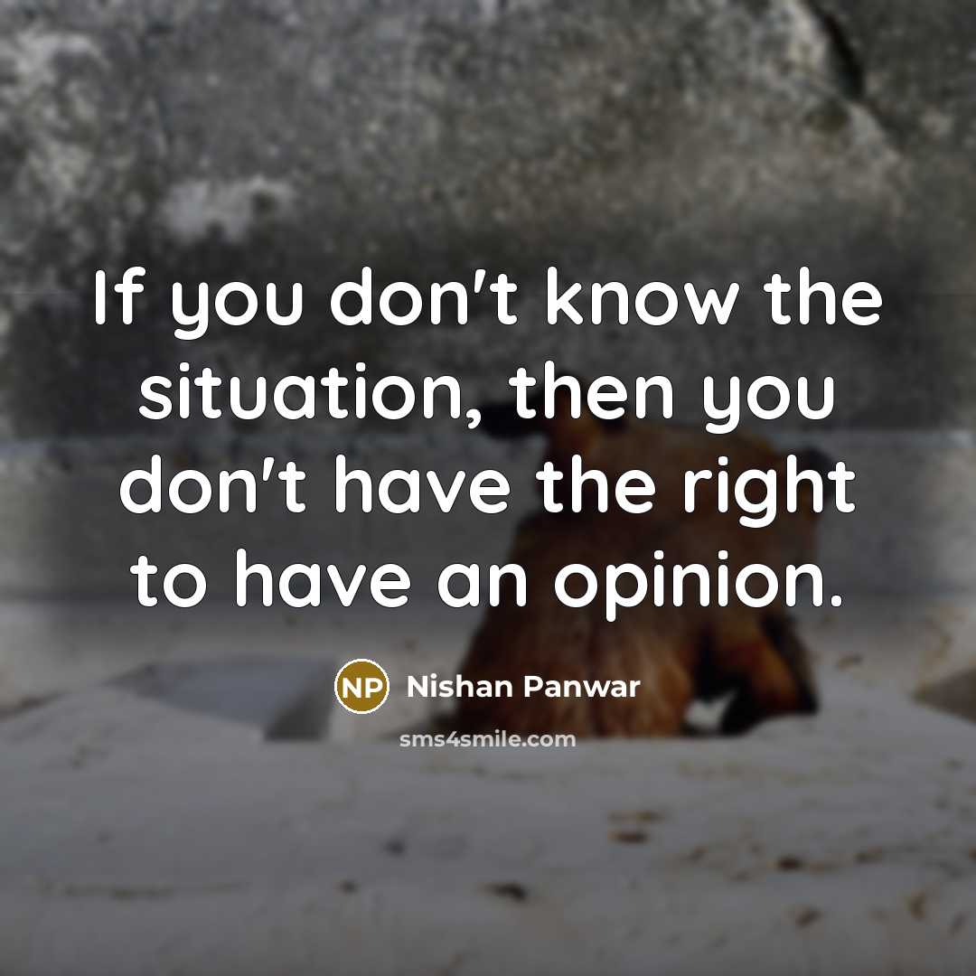 “If you don't know the situation, then you don't have…” quote by Nishan Panwar