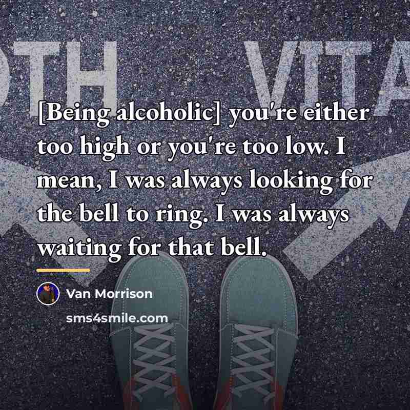 “[Being alcoholic] you're either too high or you're too low.…” quote by Van Morrison