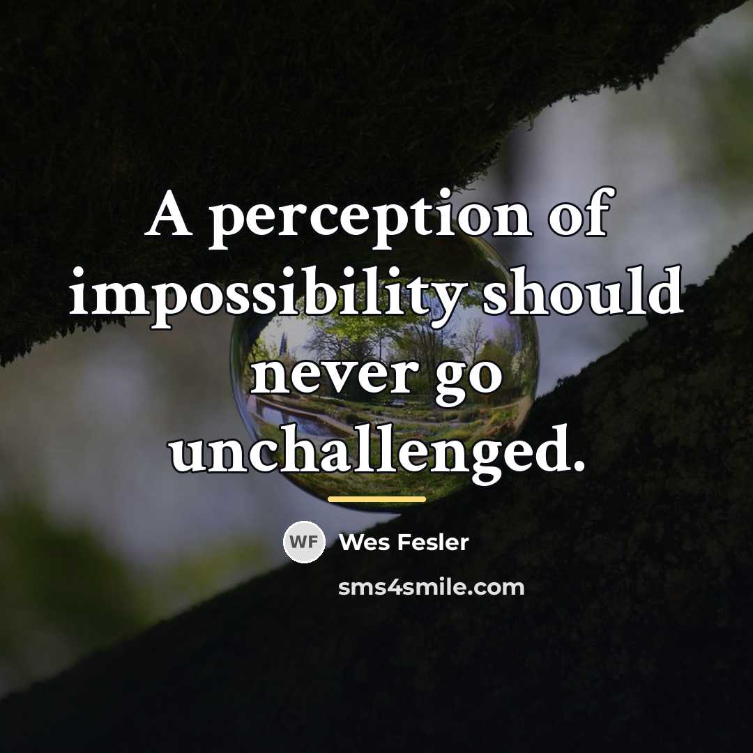 “A perception of impossibility should never go unchallenged.…” quote by Wes Fesler