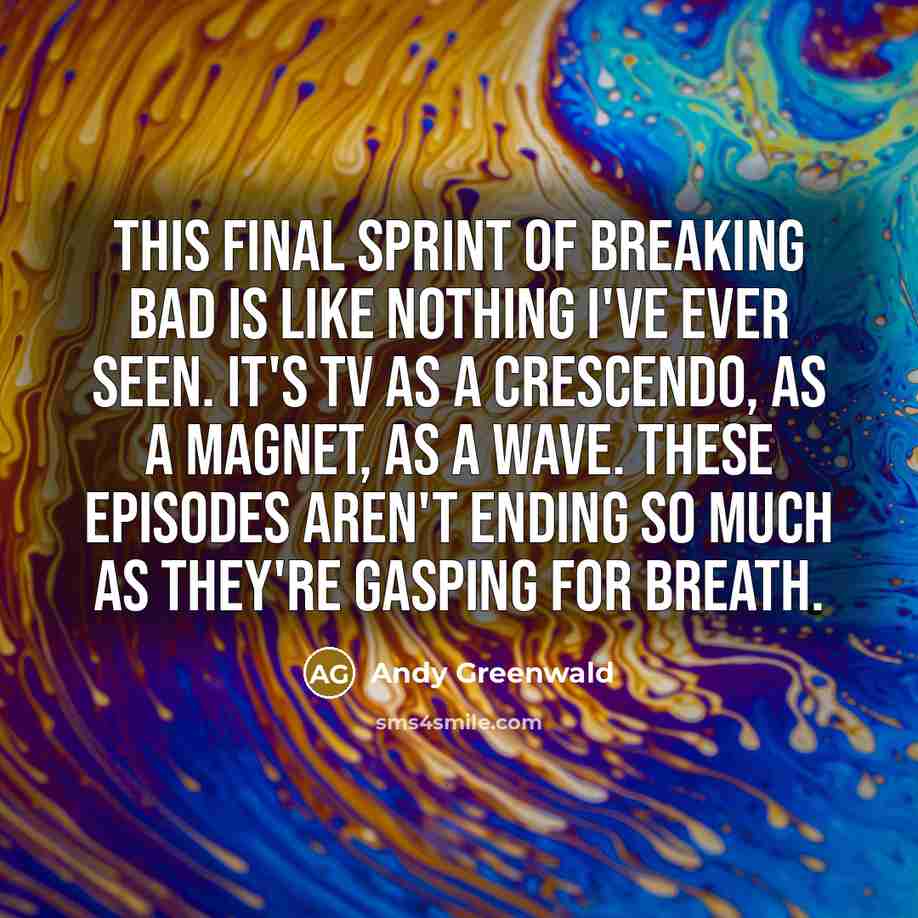 “This final sprint of Breaking Bad is like nothing I've…” quote by Andy Greenwald