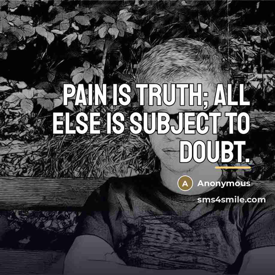 “Pain is truth; all else is subject to doubt.…” quote by Anonymous