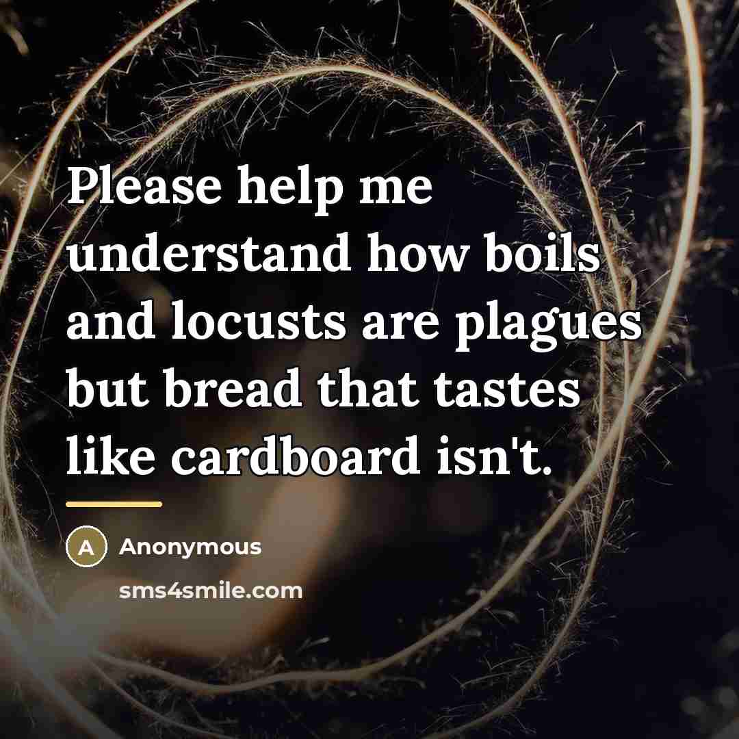 “Please help me understand how boils and locusts are plagues…” quote by Anonymous