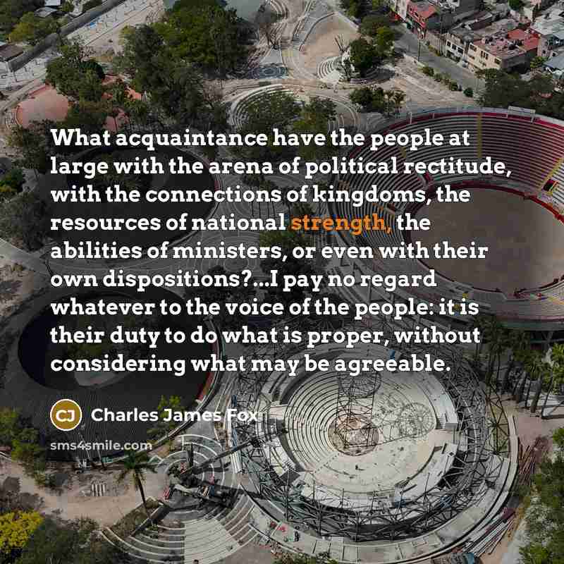 “What acquaintance have the people at large with the arena…” quote by Charles James Fox