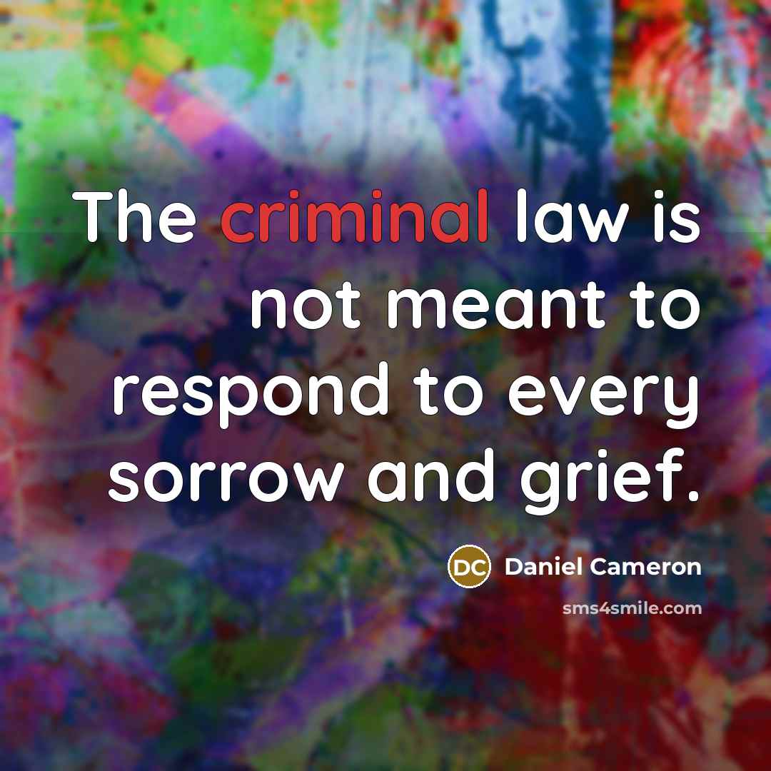 “The criminal law is not meant to respond to every…” quote by Daniel Cameron
