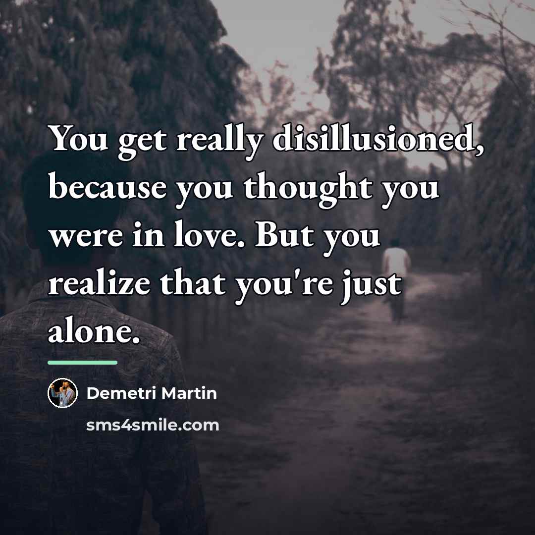 “You get really disillusioned, because you thought you were in…” quote by Demetri Martin