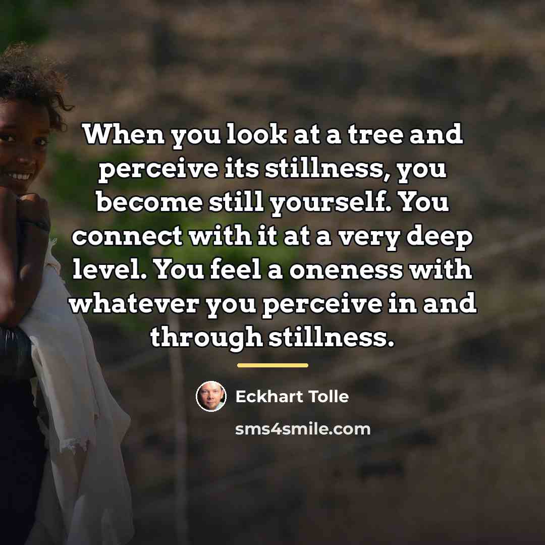 “When you look at a tree and perceive its stillness,…” quote by Eckhart Tolle