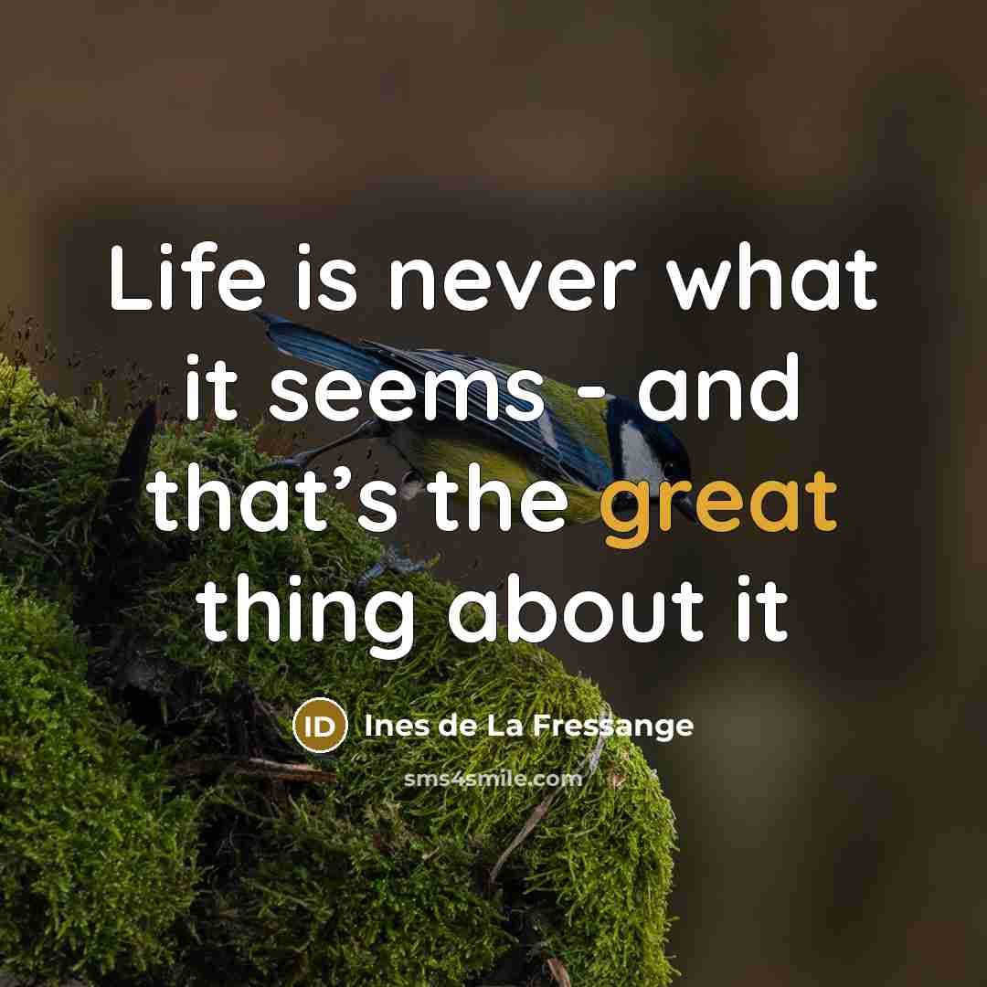 “Life is never what it seems - and that’s the great thing about it” quote by Ines de La Fressange