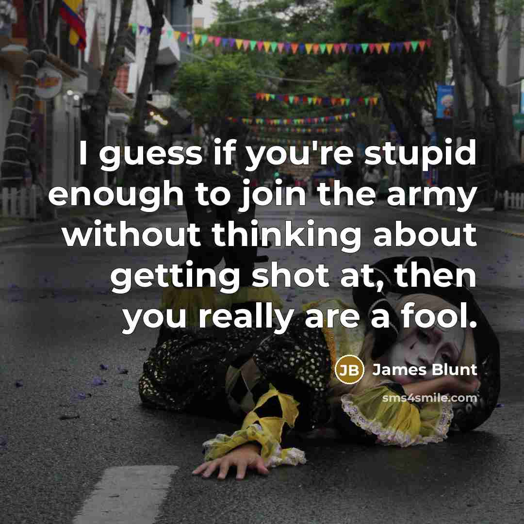 “I guess if you're stupid enough to join the army…” quote by James Blunt