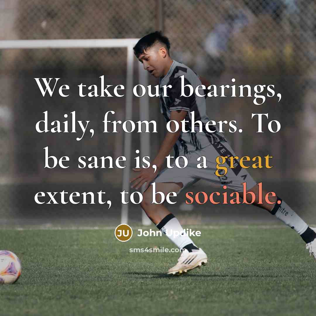 “We take our bearings, daily, from others. To be sane is, to a great extent, to be sociable.” quote by John Updike