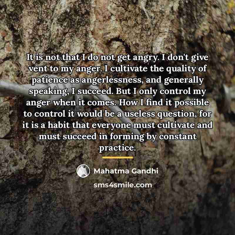 “It is not that I do not get angry. I…” quote by Mahatma Gandhi