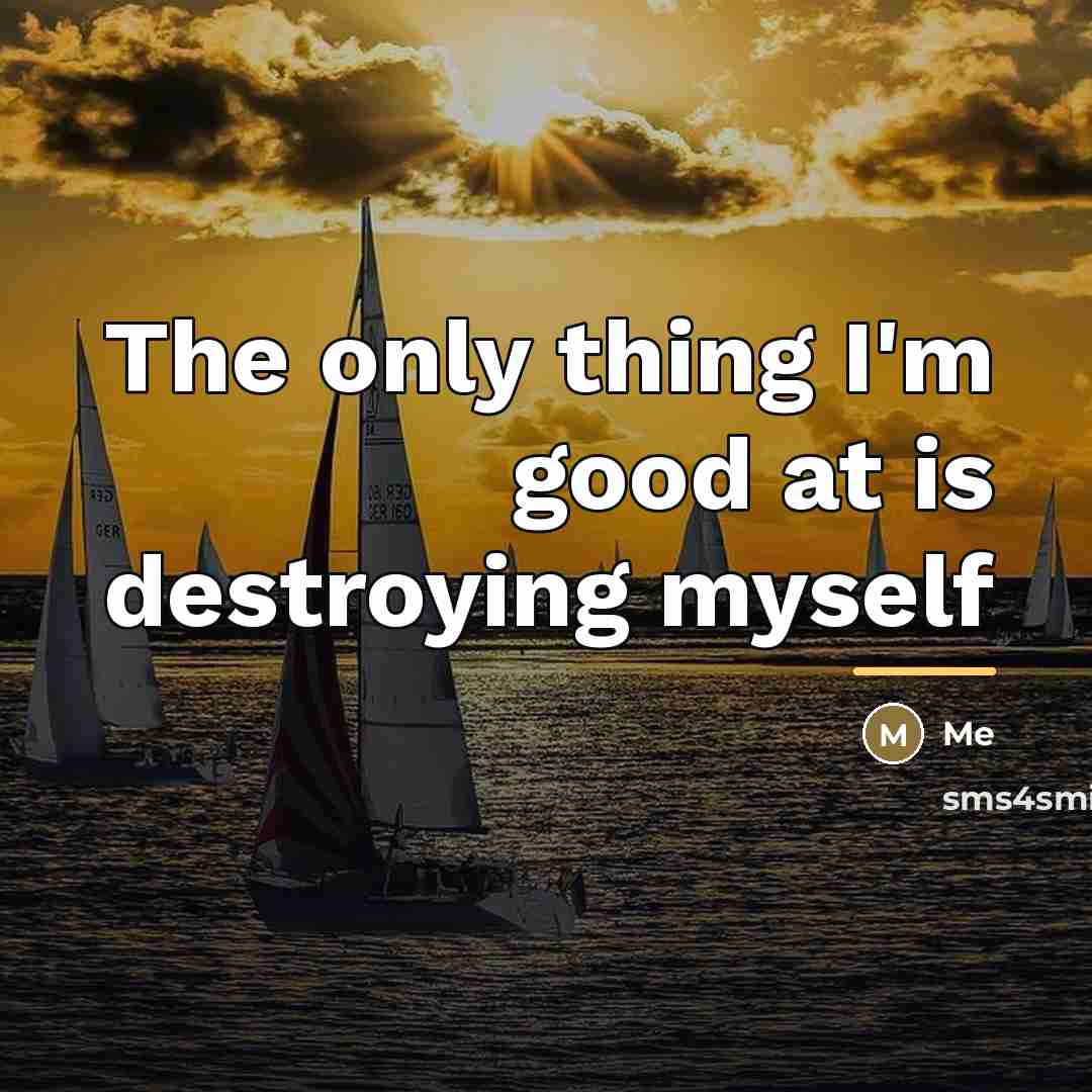 “The only thing I'm good at is destroying myself…” quote by Me