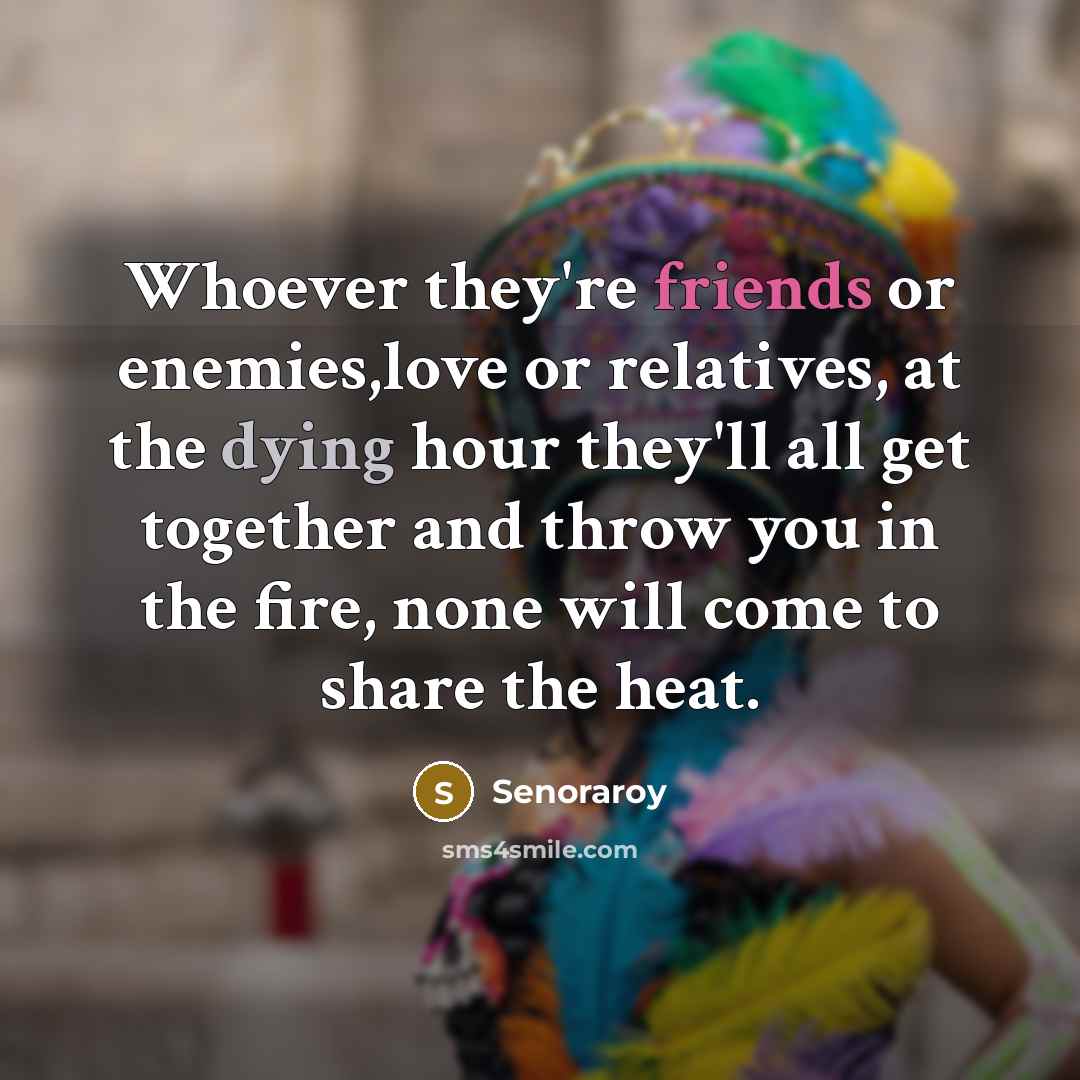 “Whoever they're friends or enemies,love or relatives, at the dying…” quote by Senoraroy