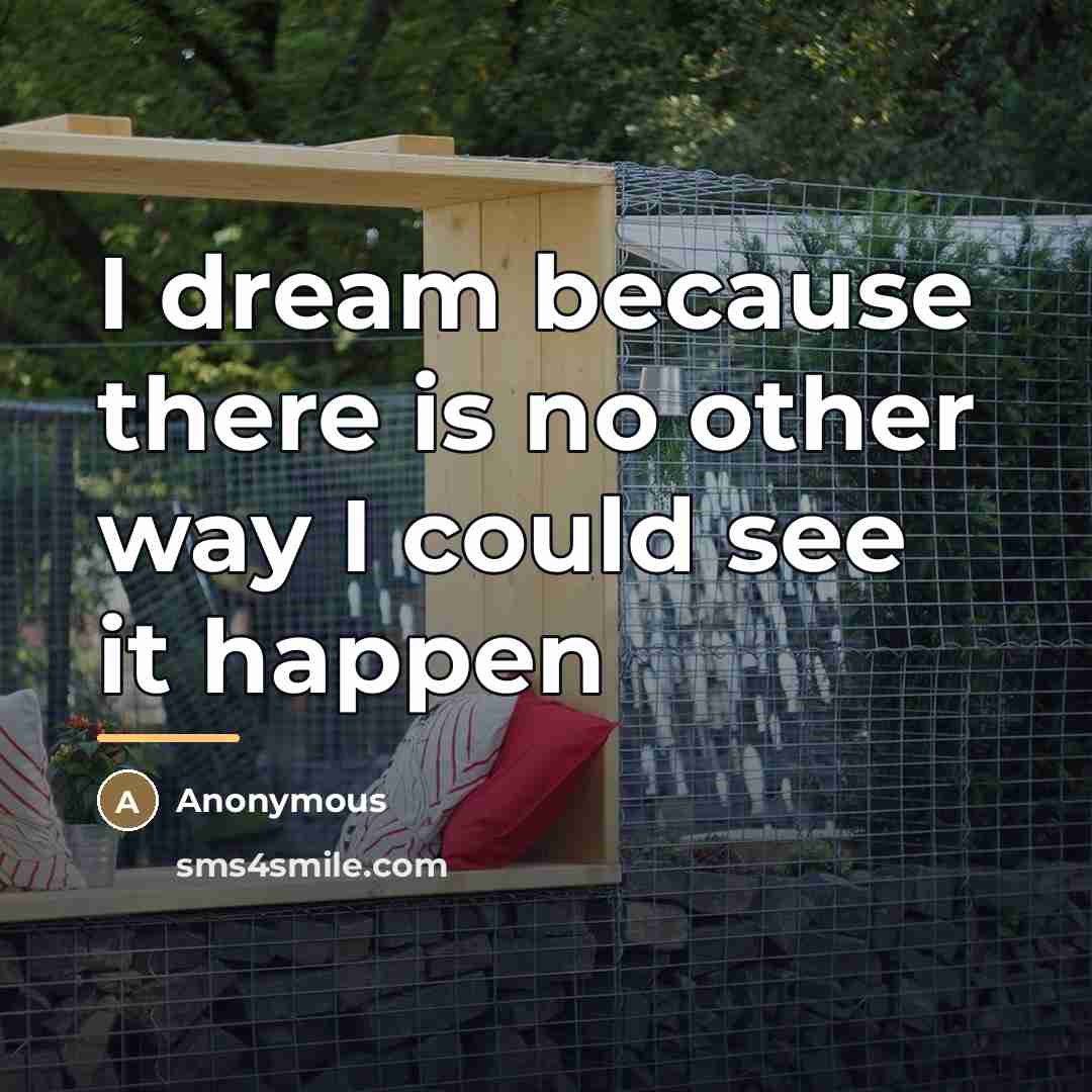 “I dream because there is no other way I could…” quote by Anonymous