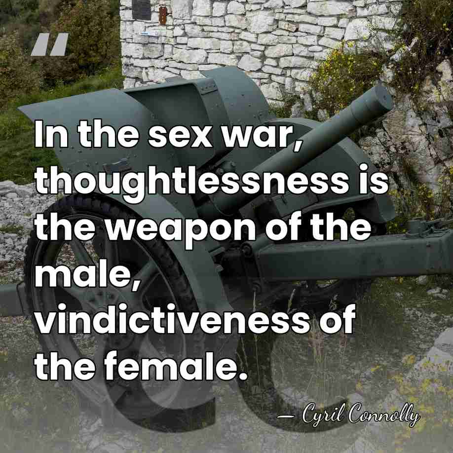 In the sex war, thoughtlessness is the weapon of the male, vindictiveness&hellip; - Cyril Connolly