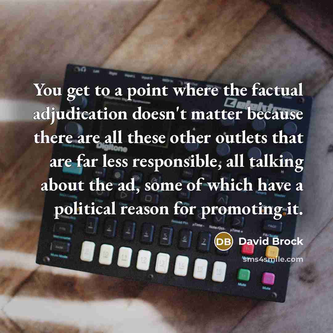 “You get to a point where the factual adjudication doesn't…” quote by David Brock