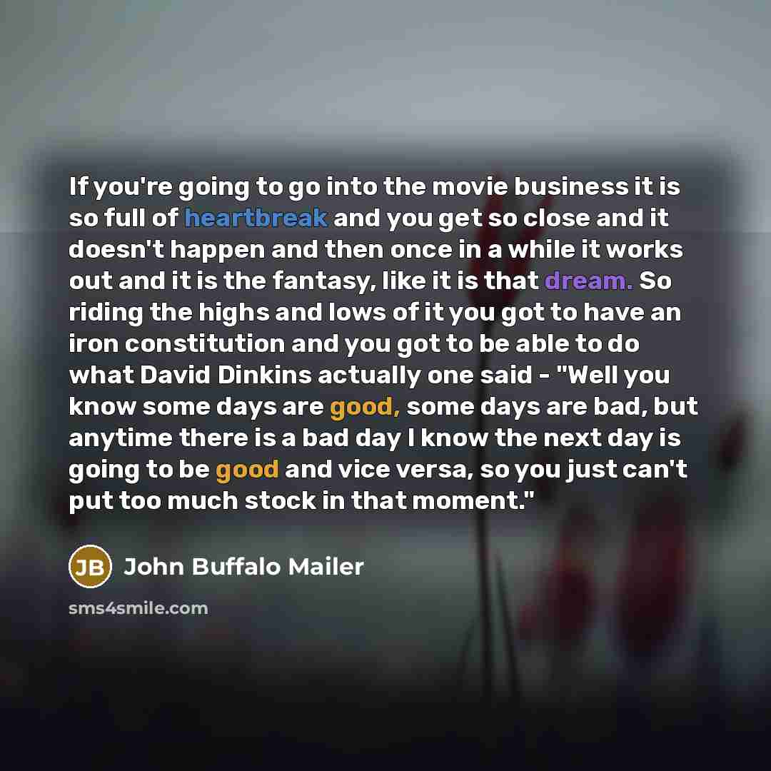 “If you're going to go into the movie business it…” quote by John Buffalo Mailer