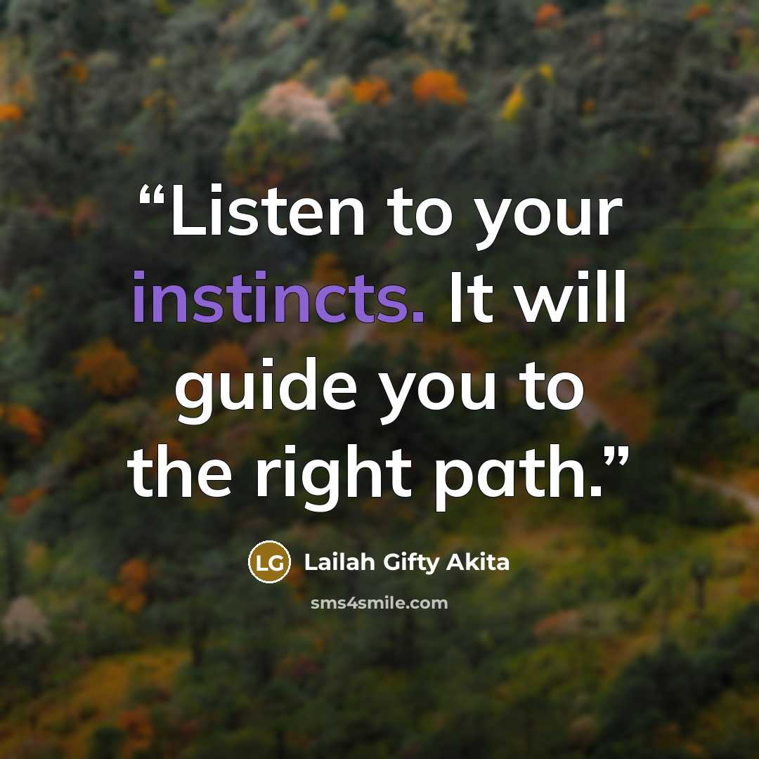 “Listen to your instincts. It will guide you to the right path.” quote by Lailah Gifty Akita