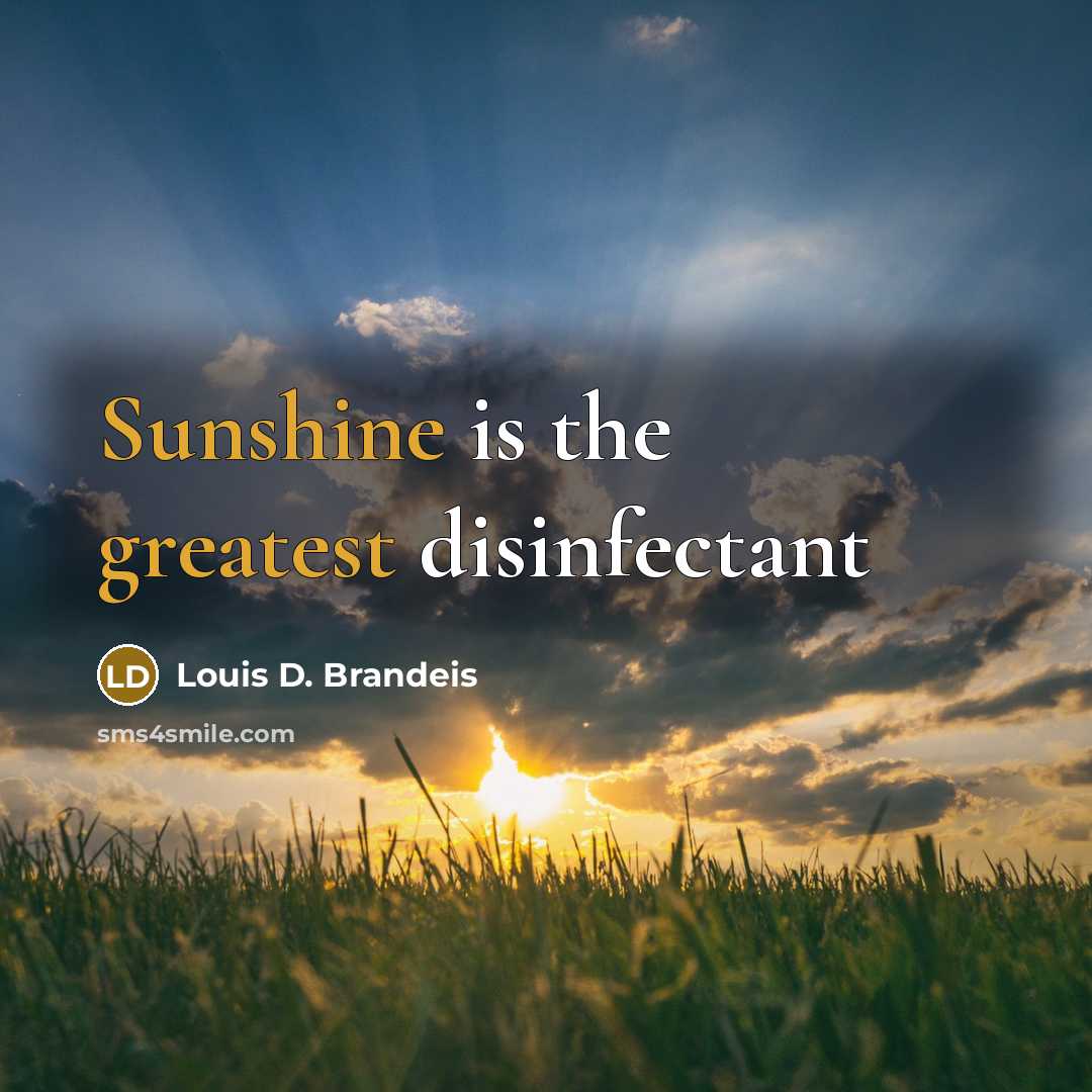“Sunshine is the greatest disinfectant” quote by Louis D. Brandeis