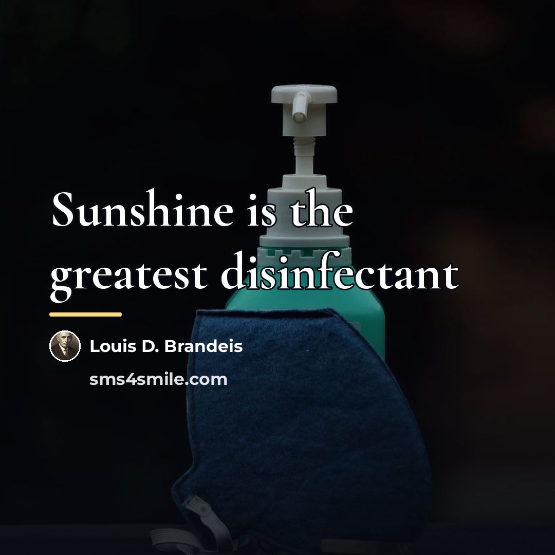 “Sunshine is the greatest disinfectant…” quote by Louis D. Brandeis