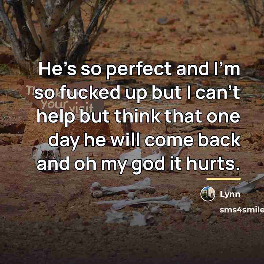 “He's so perfect and I'm so fucked up but I…” quote by Lynn