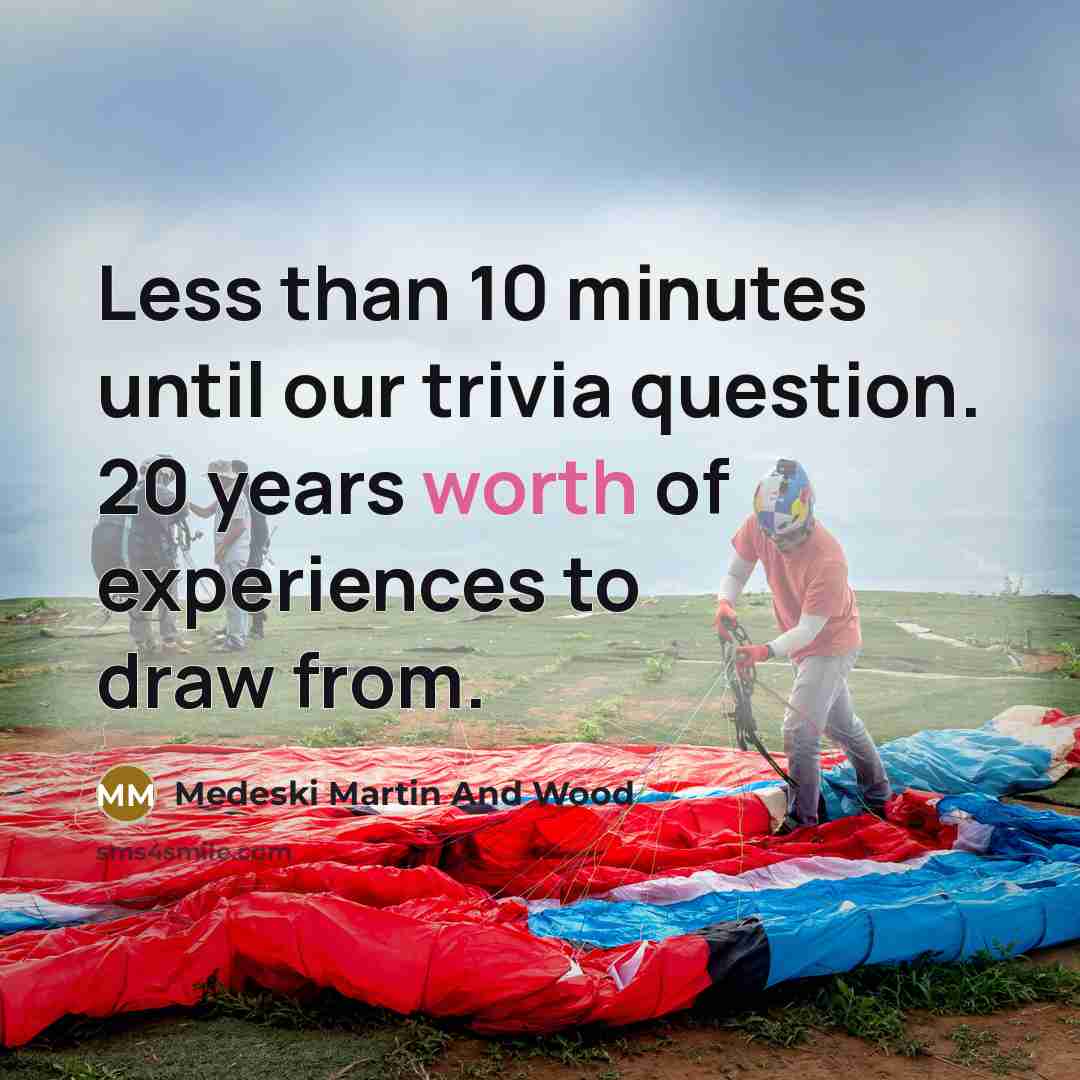“Less than 10 minutes until our trivia question. 20 years…” quote by Medeski Martin And Wood