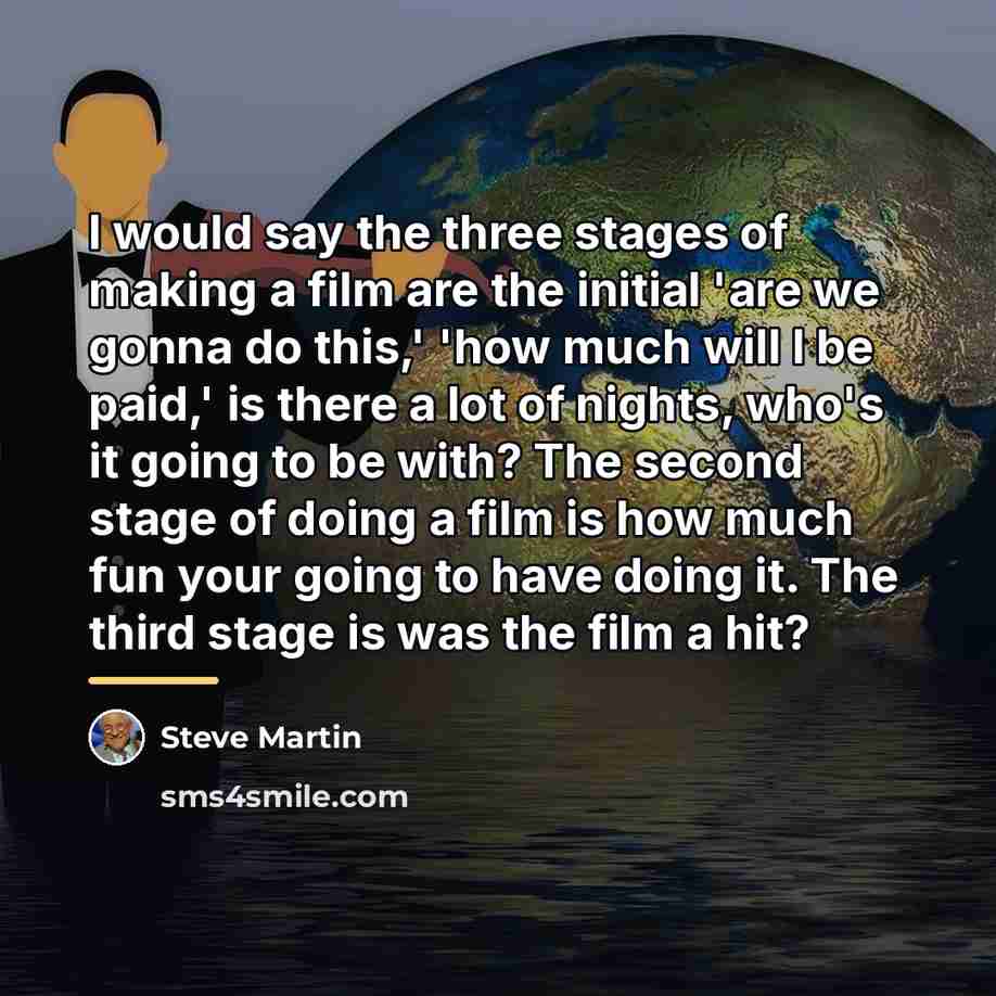 “I would say the three stages of making a film…” quote by Steve Martin