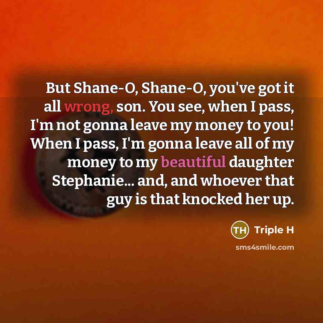 “But Shane-O, Shane-O, you've got it all wrong, son. You…” quote by Triple H