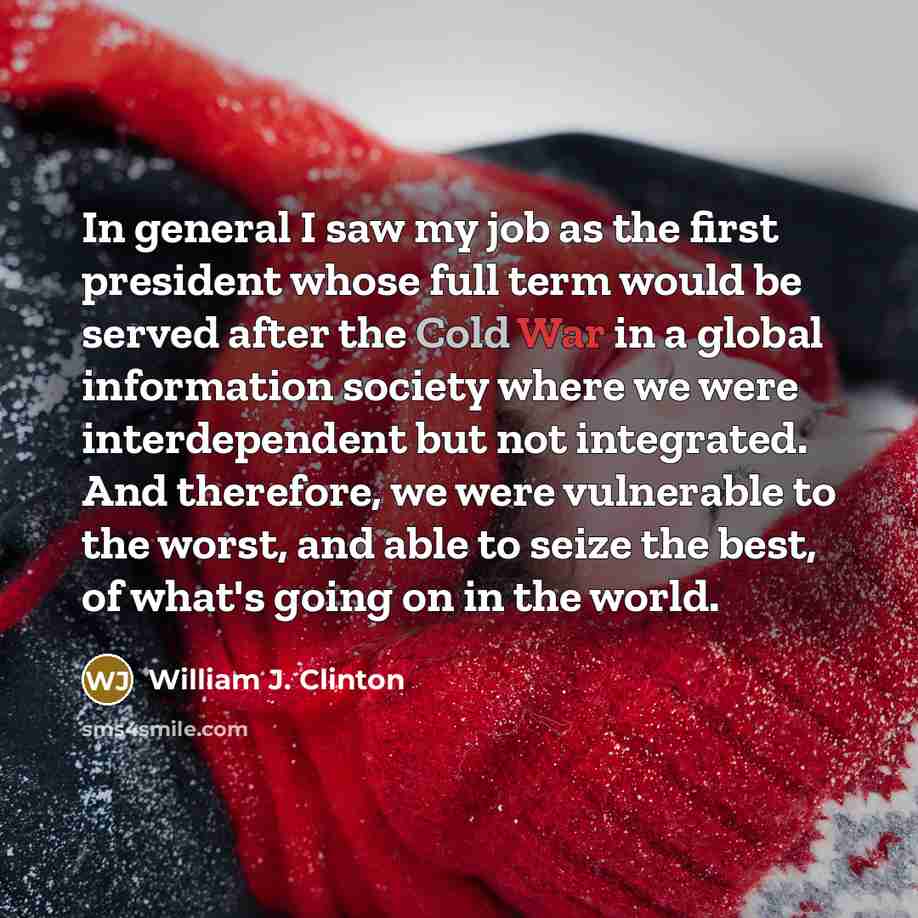 “In general I saw my job as the first president…” quote by William J. Clinton