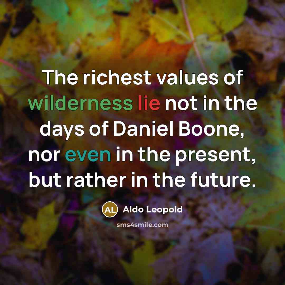 “The richest values of wilderness lie not in the days…” quote by Aldo Leopold