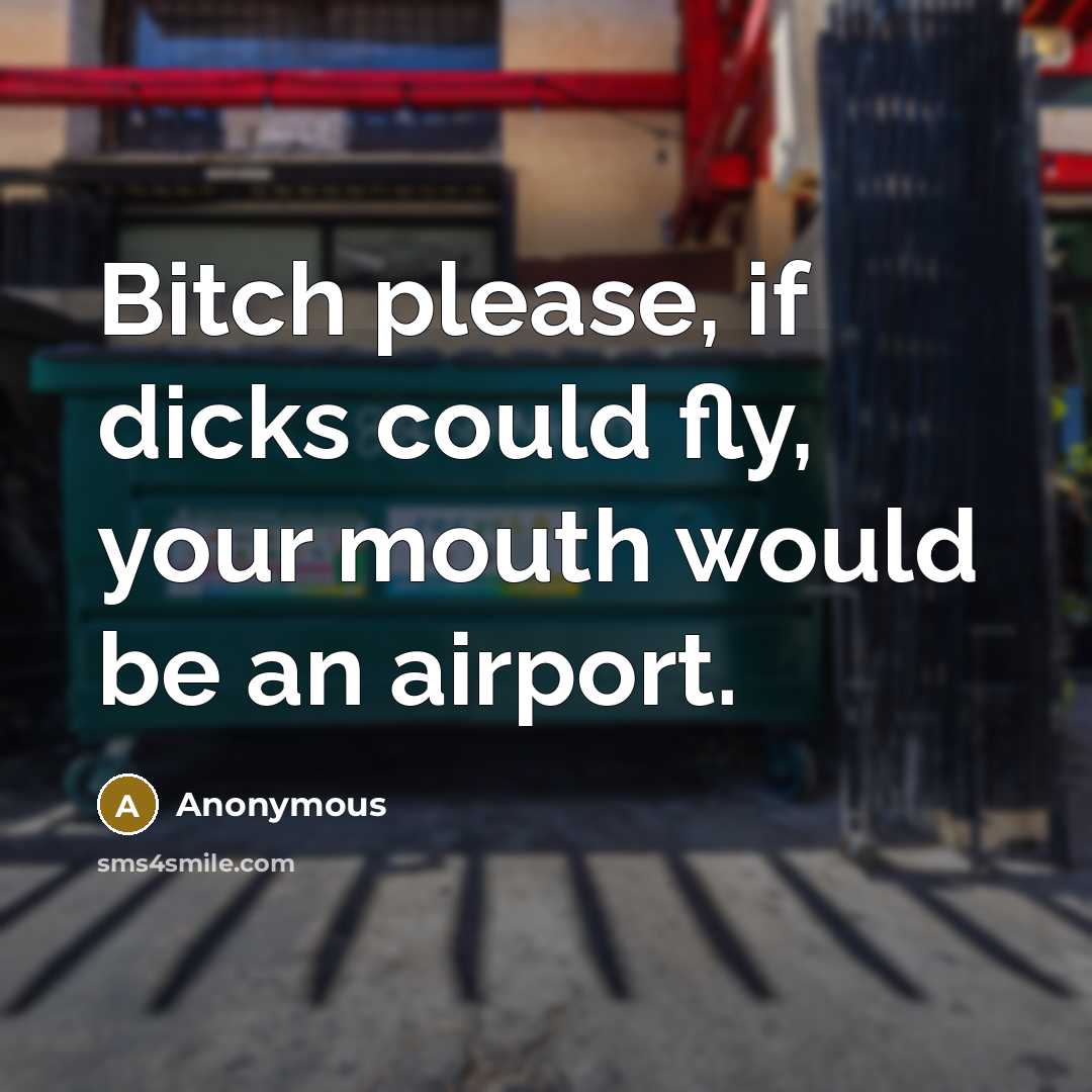“Bitch please, if dicks could fly, your mouth would be an airport.” quote by Anonymous